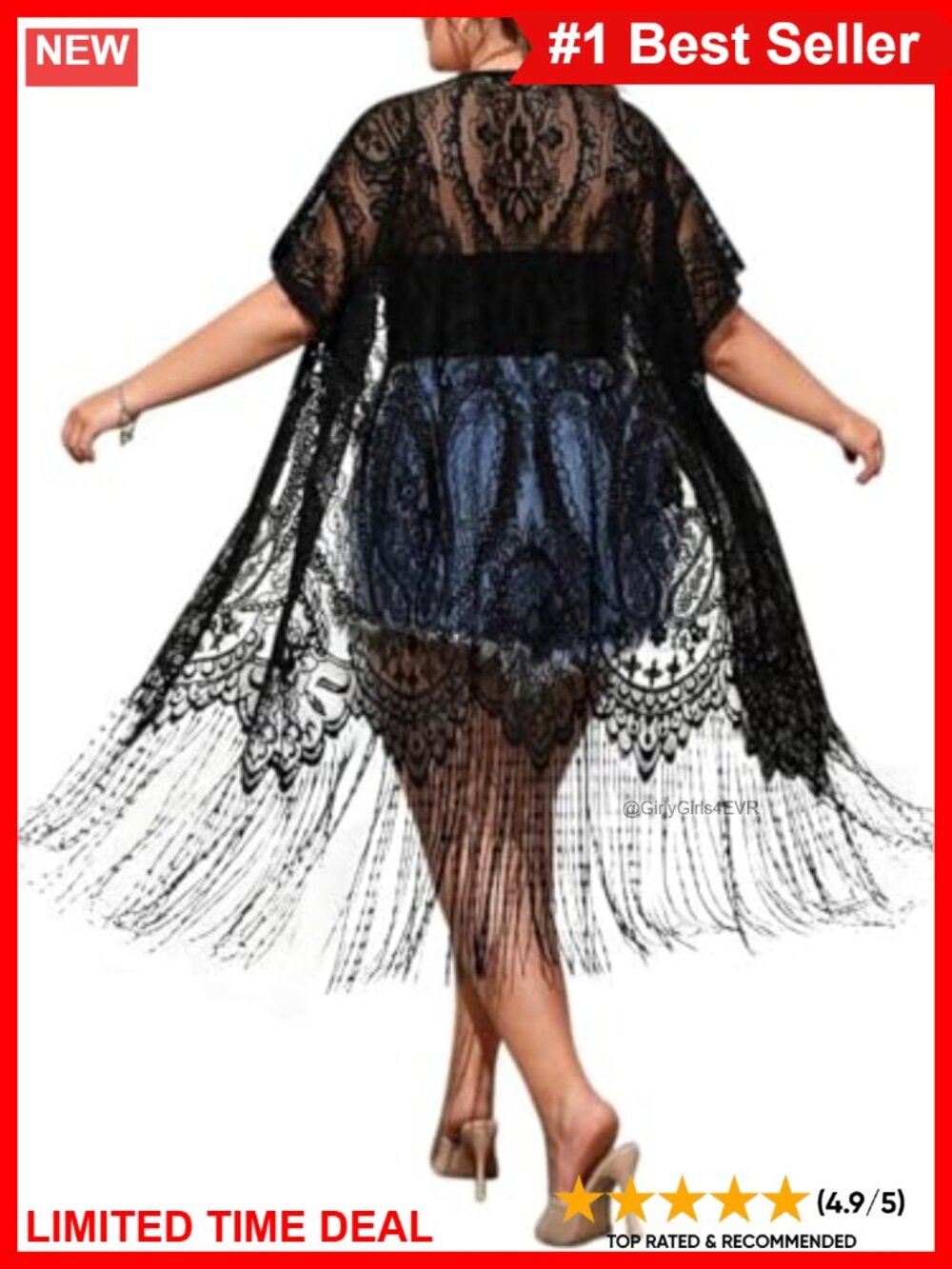 Sheer Lace Long Sleeve Open Front Asymmetric Hem Duster Cardigan